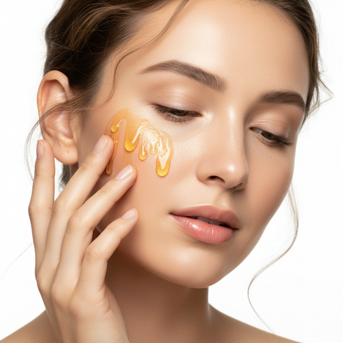 Femme appliquant du sérum sur la peau